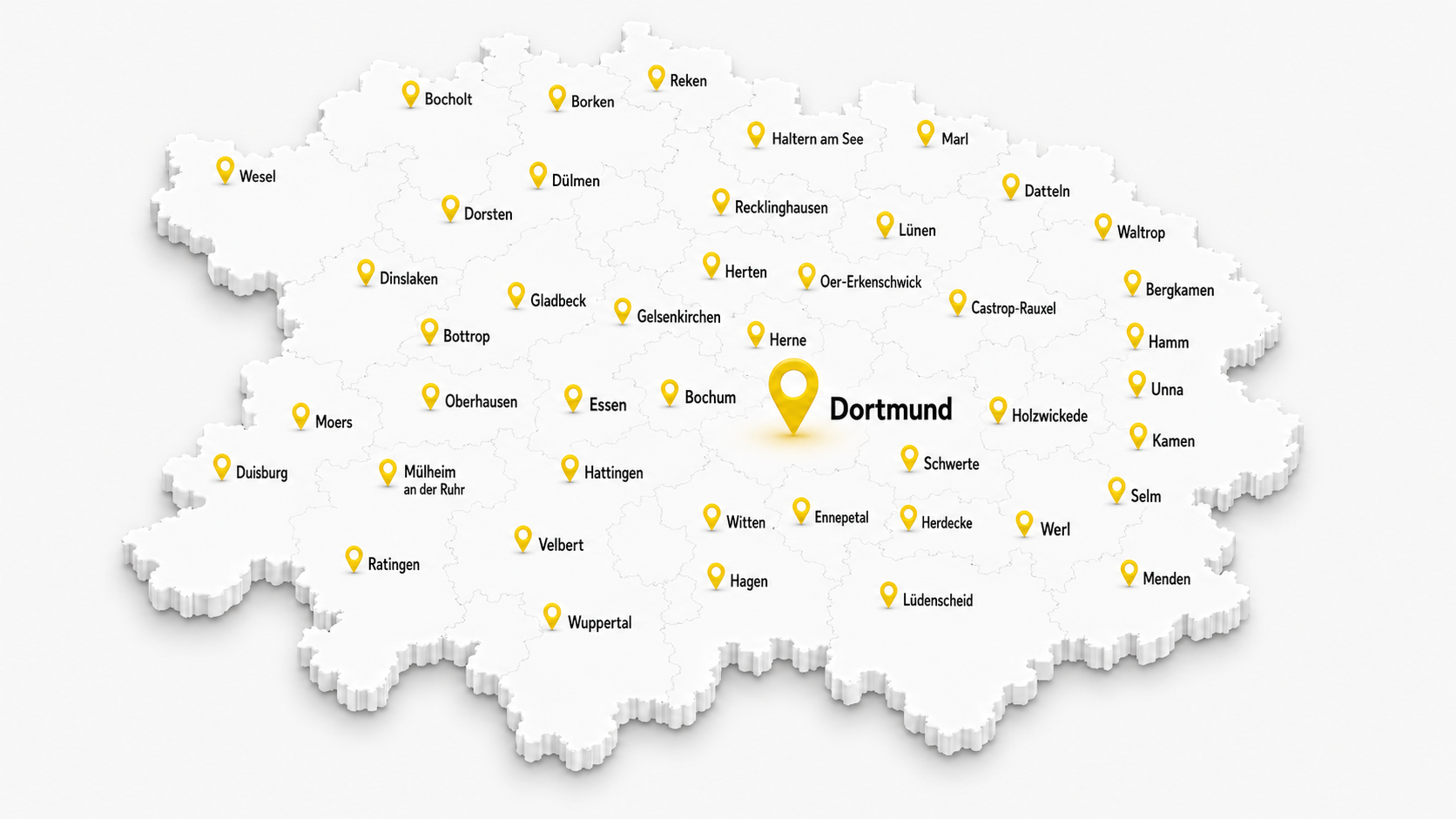 Einsatzgebiet der Sicherheitsdienstleistungen Dortmund und Bochum in Nordrhein-Westfalen